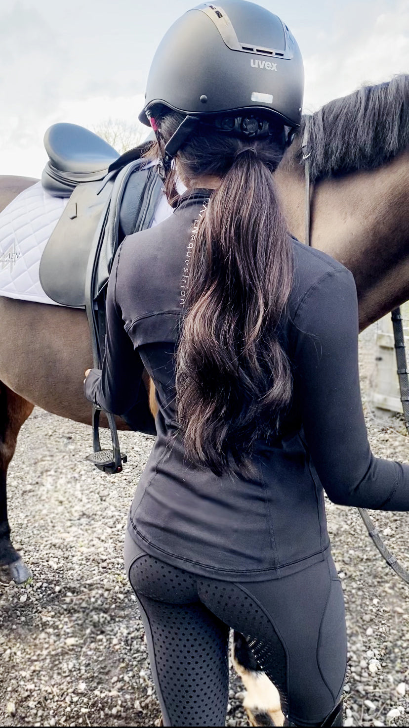 Hybrid Full Seat Navy Riding Leggings