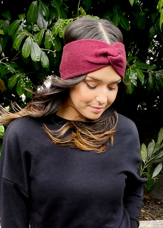 Front Twist Knitted Headband Berry