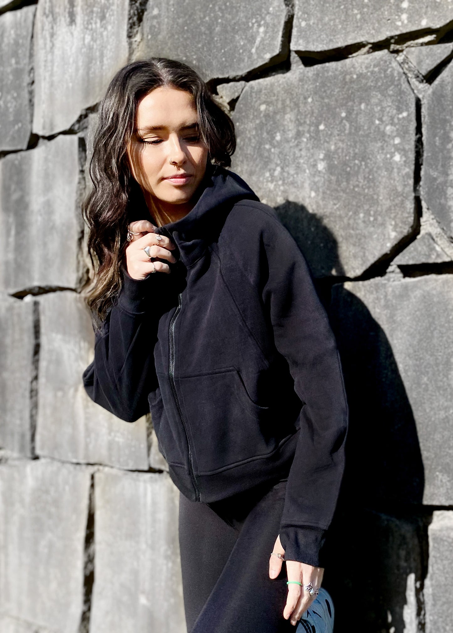 Oversized Zip Hoodie Black