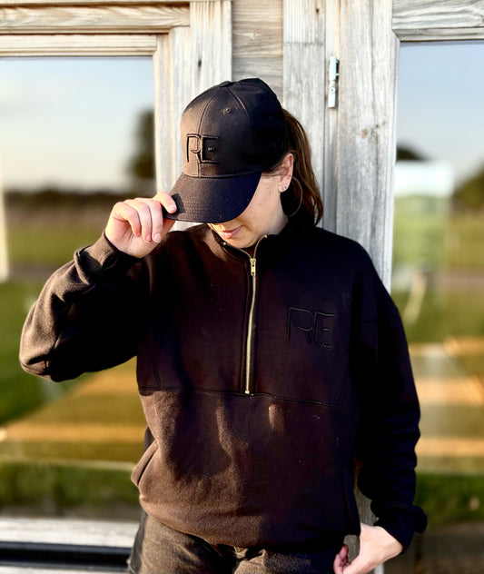 Half Zip Hoodie - Black